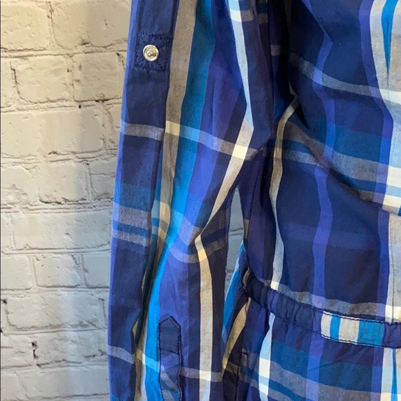 Puma cotton plaid snap down tunic blouse dress S - Picture 5 of 8
